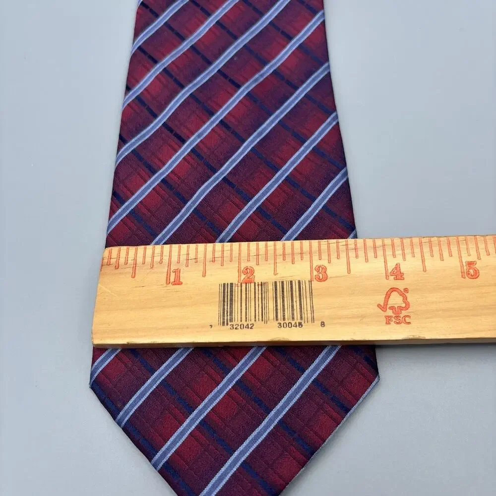 Pronto Uomo 100% Silk Necktie Geometric Blue Red Designer